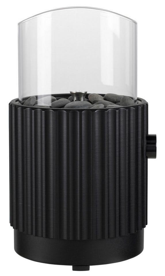 Tepro Tisch-Gasfeuerstelle 'Typ B rund' schwarz mit Dekosteinen 16,4 x 30 cm