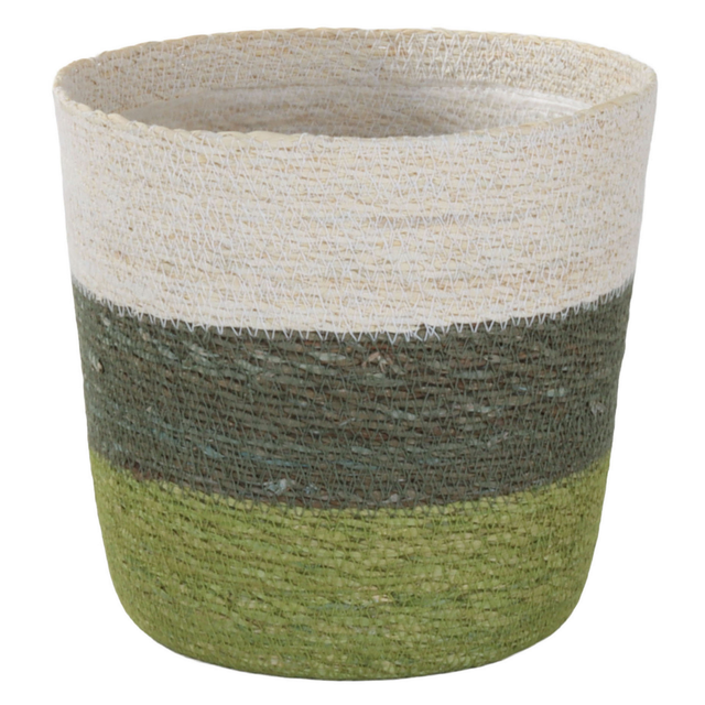 Übertopf Jute/Hogla-Gras weiß/grün Ø 24 x 23 cm