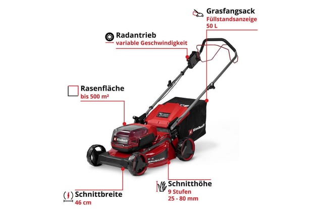 Einhell Akku-Rasenmäher 'GC-CM 36/46 S Li BL' mit Akku und Ladegerät