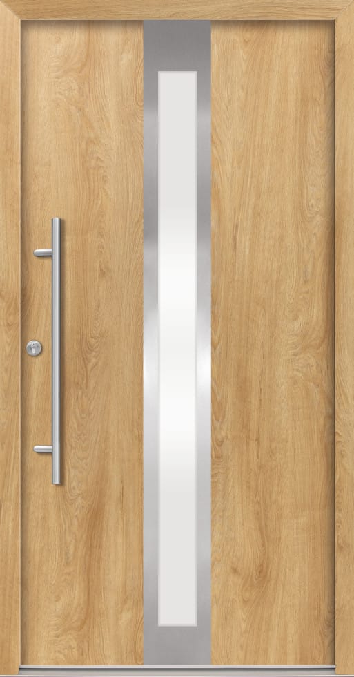 Splendoor Alu-Stahlhaustür 'B01' eichefarben natur links 110 x 210 cm