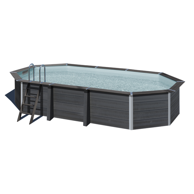 GRE Composite Pool-Set 'Avantgarde' grau oval 664 × 386 × 124 cm