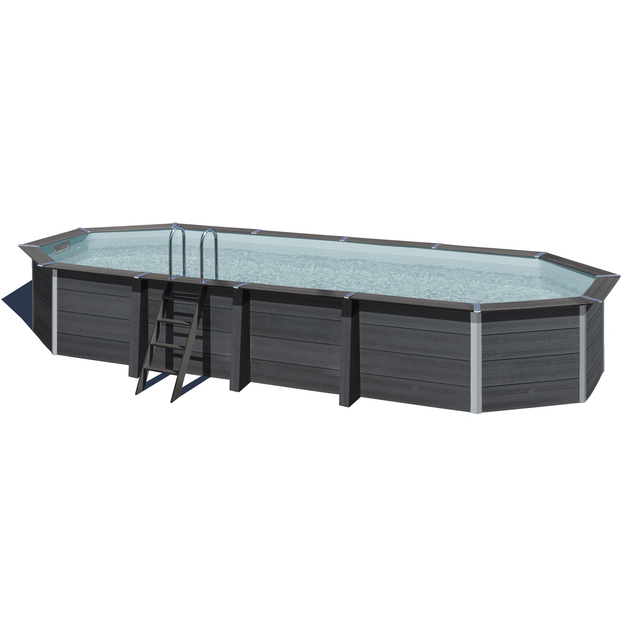 GRE Composite Pool-Set 'Avantgarde' grau oval 804 × 386 × 124 cm