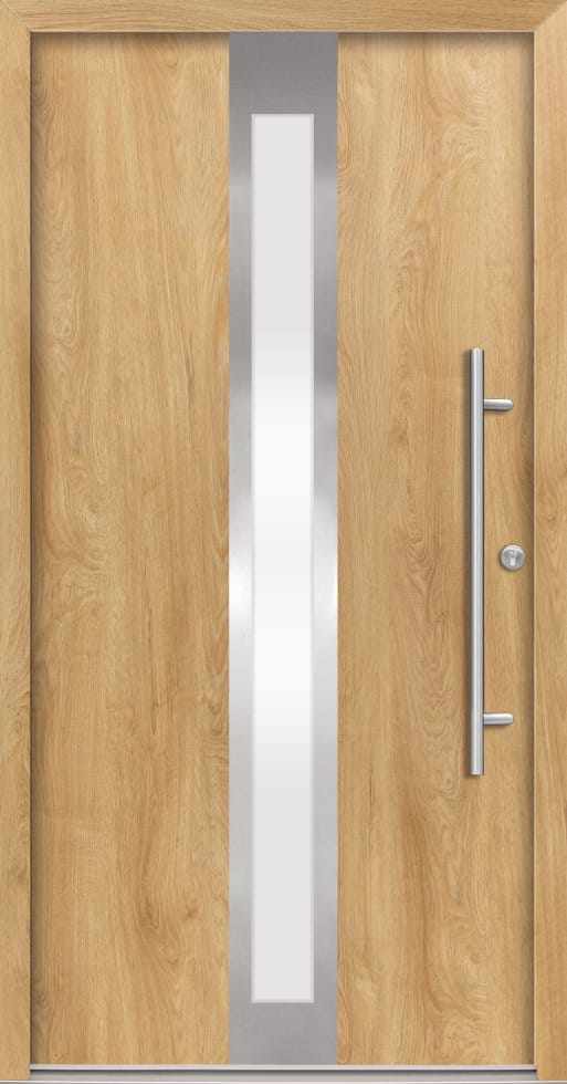 Splendoor Alu-Stahlhaustür 'B01' eichefarben natur rechts 100 x 210 cm