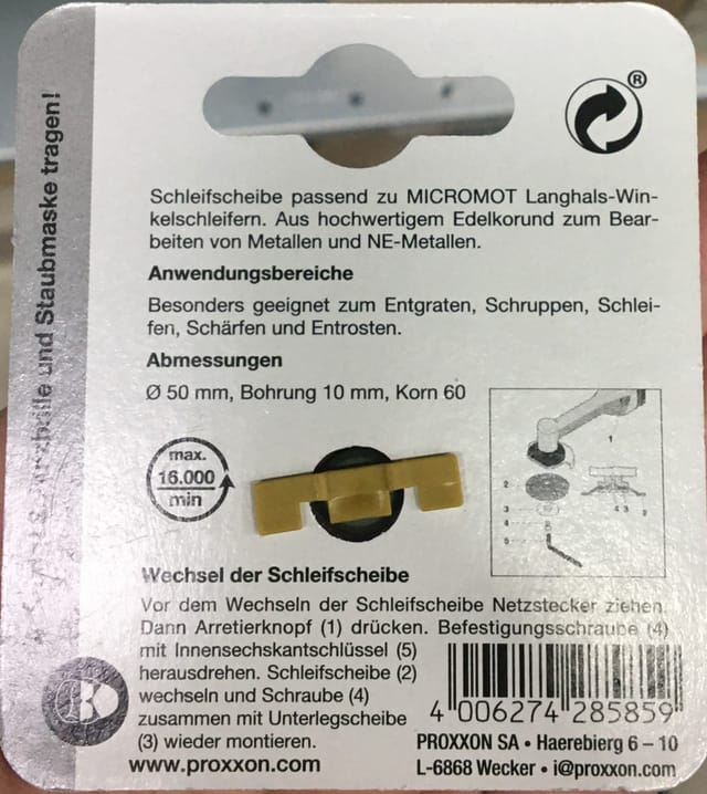 Proxxon Schleifscheibe 'Micromot' K60