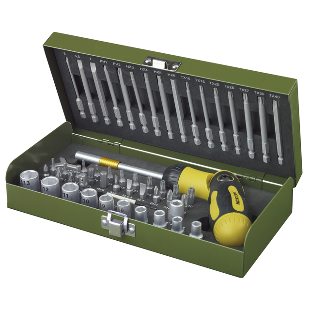 Proxxon Schrauber-Set mit Ratsche 53-teilig