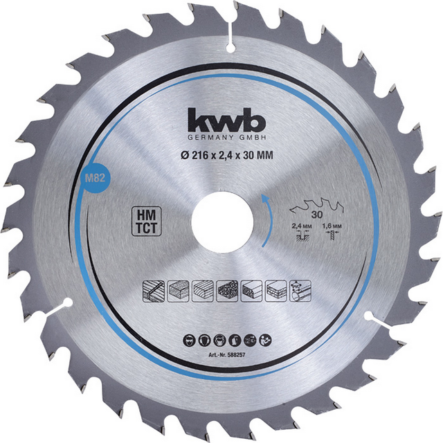kwb Kreissägeblatt Hartmetall TC 30 Zähne Ø 216 x 30 mm