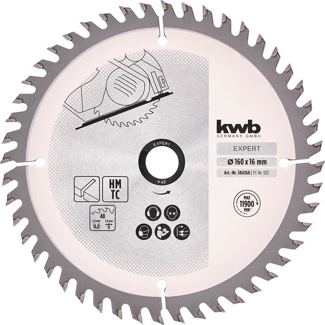 kwb Kreissägeblatt Stahl 48 Zähne Ø 160 x 16 mm