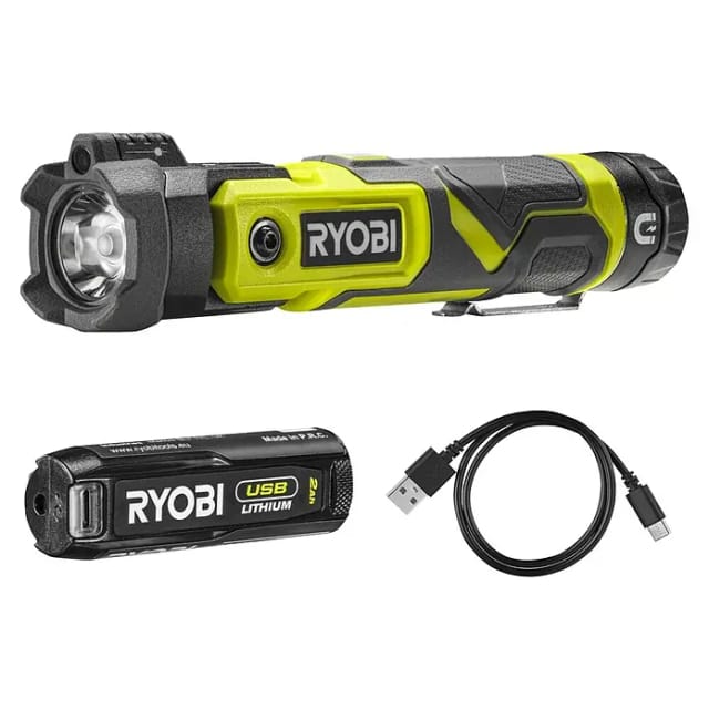 Ryobi Akku-Taschenlampe 'USB-Lithium' 640 lm 23,8 cm 4 V mit Akku und Ladekabel
