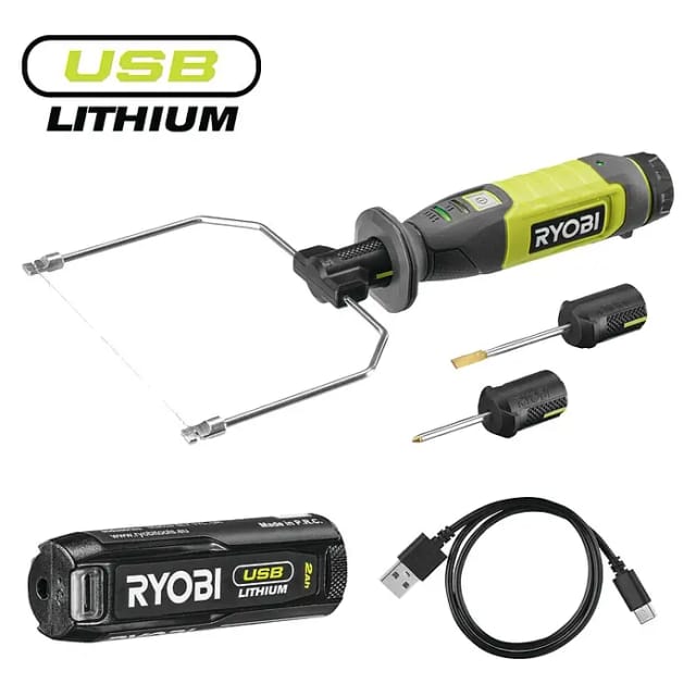 Ryobi Akku-Heißdrahtschneider 'USB-Lithium' mit Akku und Ladekabel