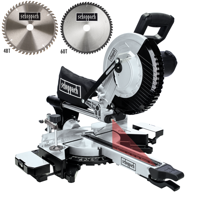 Scheppach Kapp- und Zugsäge 'MST 254 Black Edition' 2000 W mit 2 Sägeblättern