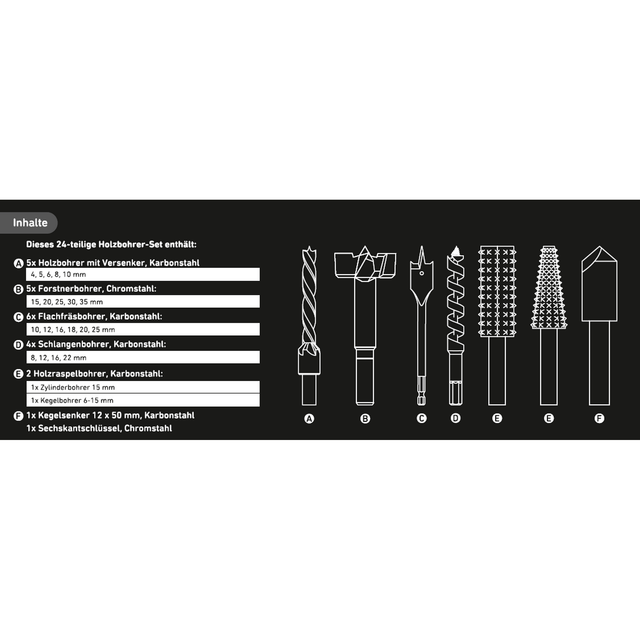 toom Holzbohrer-Set 24-teilig