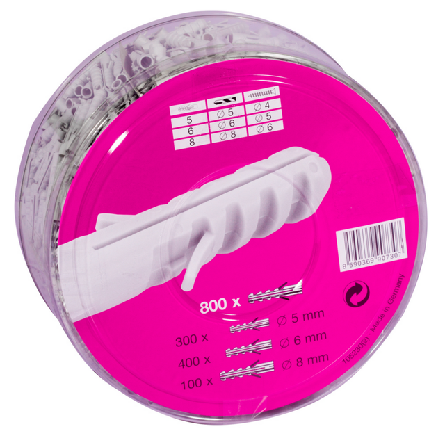 FSP-Dübel-Set in Runddose 5/6/8 mm, 800 Stück