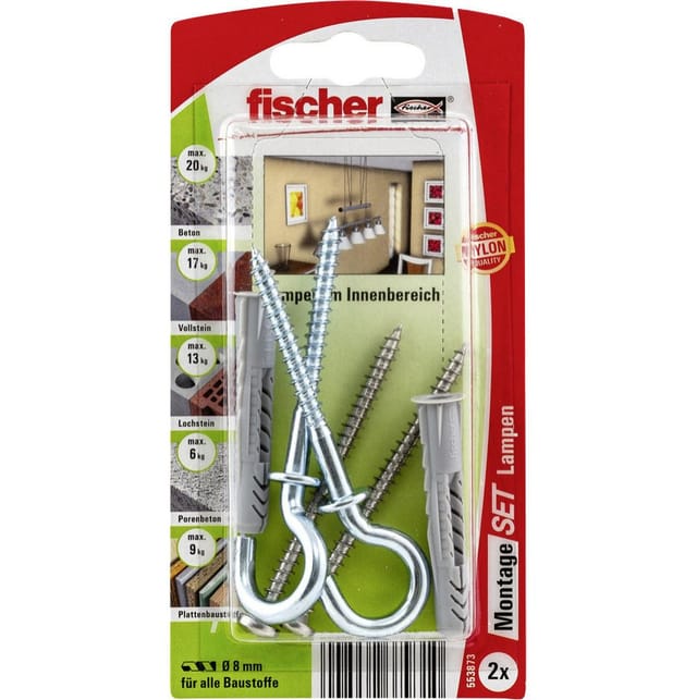 Fischer Montage-Set 'K' für Lampen im Innenbereich, Ø 8 mm, 6-teilig