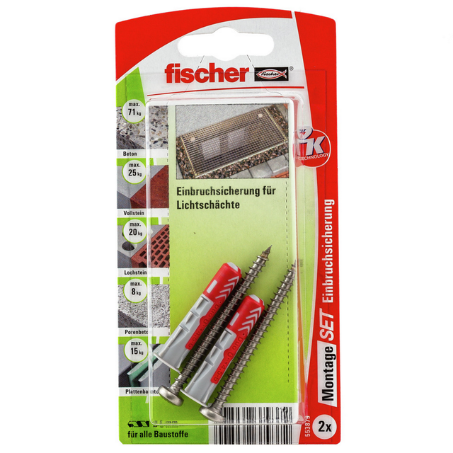 Fischer Montage-Set 'K' für Lichtschachtgitter, Ø 8 mm, 4-teilig