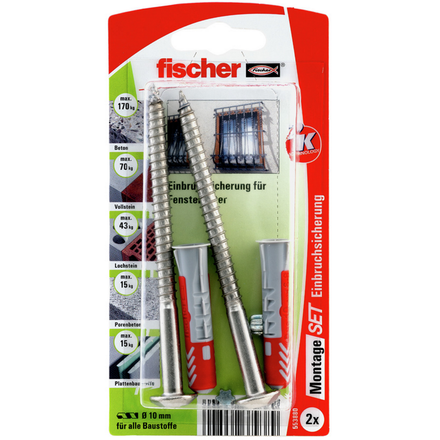 Fischer Montage-Set 'K' für Fenstergitter, Ø 10 mm, 6-teilig