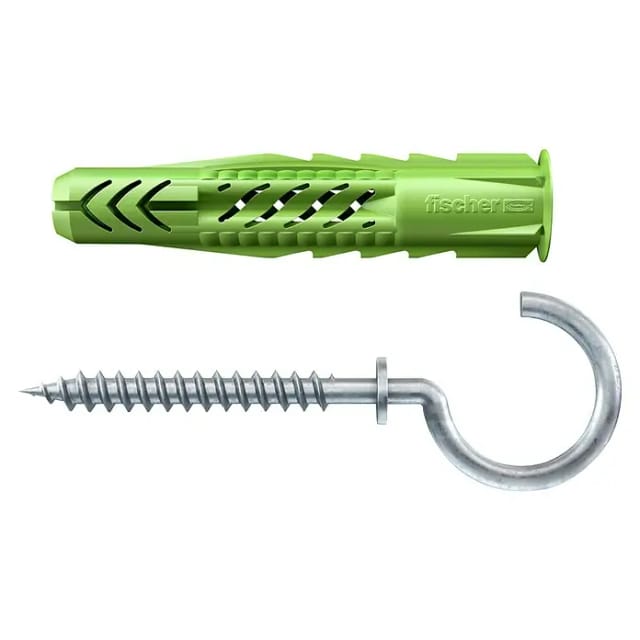 Fischer Universaldübel UX Green Ø 6 x 35 mm mit Rand und Rundhaken 8-teilig