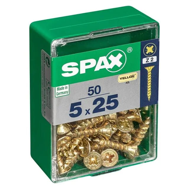 Spax Senkkopfschrauben PZ2 Ø 5 x 25 mm 50 Stück
