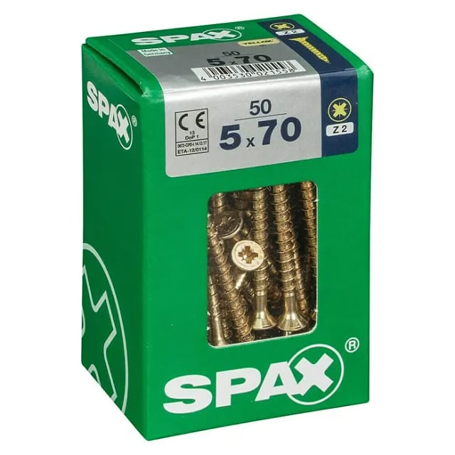 Spax Senkkopfschrauben PZ2 Ø 5 x 70 mm 50 Stück