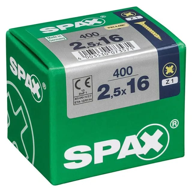 Spax Universalschrauben Z1 Pozi Stahl verzinkt 2,5 x 16 mm 400 Stück