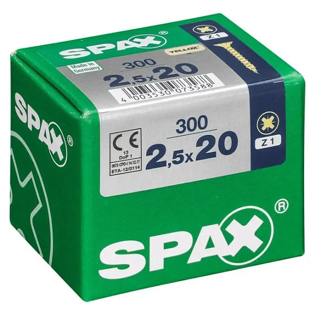 Spax Universalschrauben Z1 Pozi Stahl verzinkt 2,5 x 20 mm 300 Stück