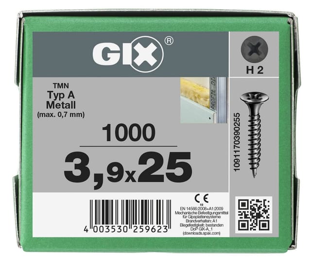 Spax Trockenbauschraube 'Gix-A' H2 Ø 3,9 x 25 mm 1000 Stück
