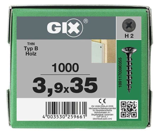 Spax Trockenbauschraube 'Gix-B' H2 Ø 3,9 x 35 mm 1000 Stück