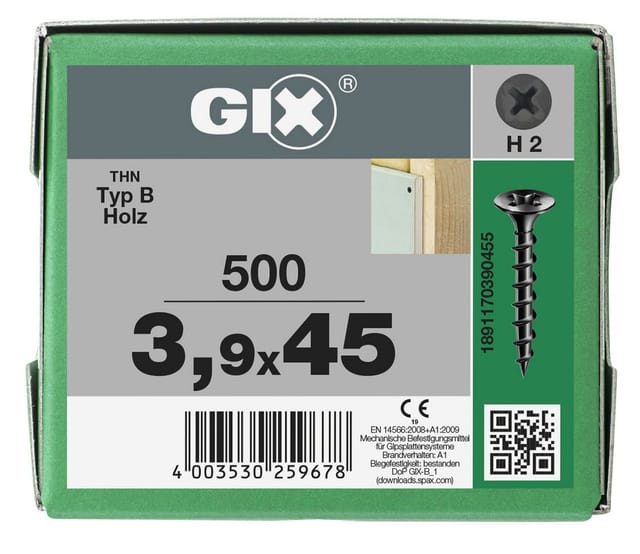 Spax Trockenbauschraube 'Gix-B' H2 Ø 3,9 x 45 mm 500 Stück