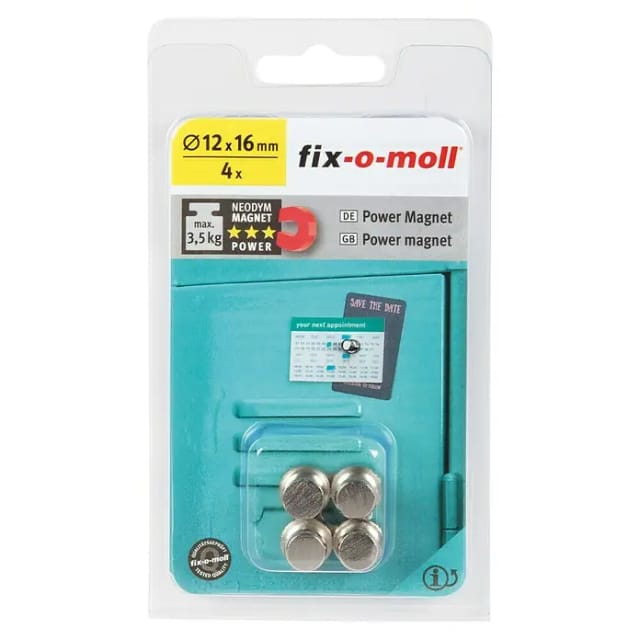 Fix-o-moll Magnetkegel 'Neodym' silbern Ø 12 x 16 mm, 4 Stück