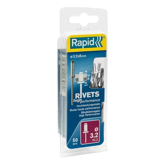 Rapid Universal-Blindniete Ø 3,2 x 8 mm 50 Stück inkl. Bohrer