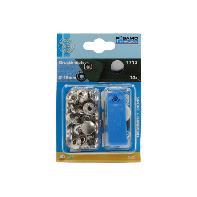 Drucknieten 'Sport + Camping' Messing Ø 15 mm, 10 Stück