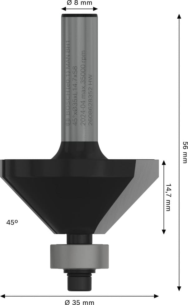 Bosch Fasenfräser 'PRO Standard for Wood' Ø 8 x 35 x 56 mm