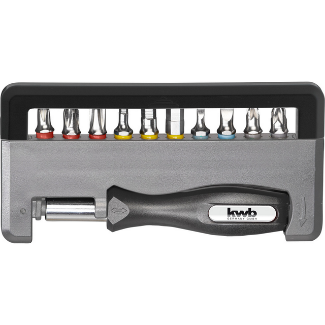 kwb Bit-Set 'Industrial Steel' mit Handgriff 12-teilig PH, PZ, Schlitz, Hex