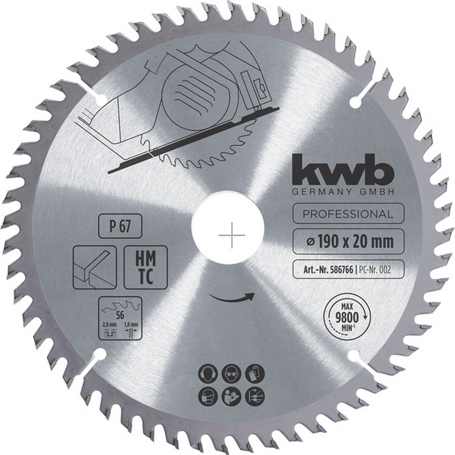 kwb Kreissägeblatt Hartmetall 56 Zähne Ø 190 x 20 mm