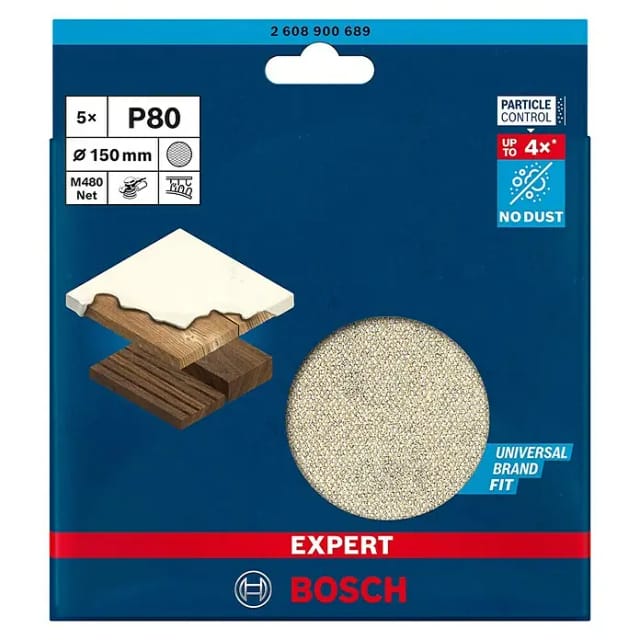 Bosch Schleifnetz 'Expert M480 ' für Exzenterschleifer Ø 150 mm G 80 5 Stück