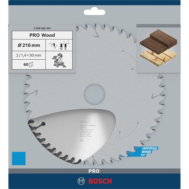 Bosch Kreissägeblatt 'Optiline Wood' 216 x 30 mm 60 Zähne