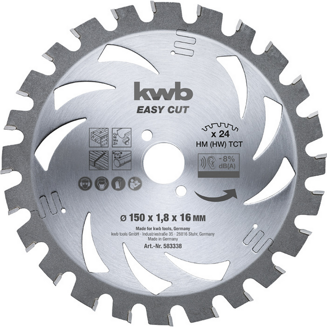 kwb Kreissägeblatt Hartmetall 24 Zähne Ø 150 x 16 mm