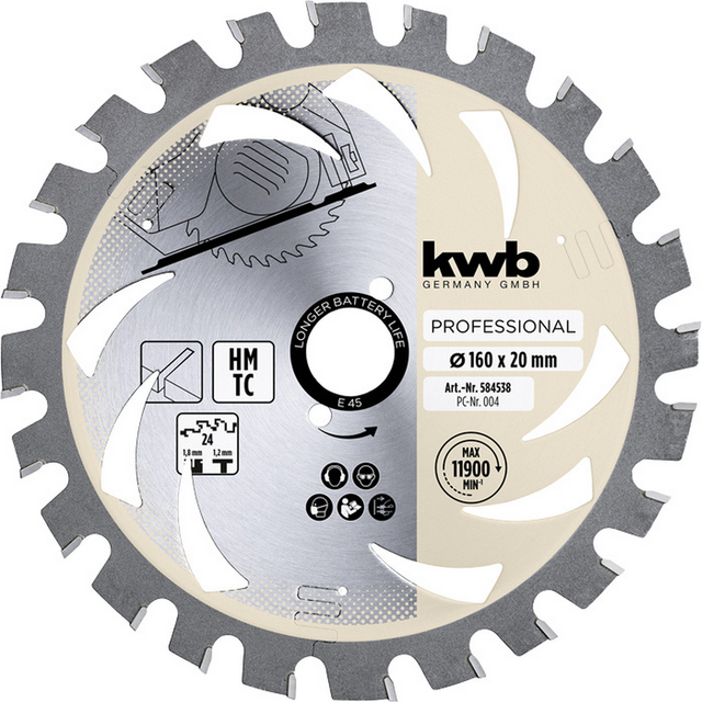 kwb Kreissägeblatt Hartmetall 24 Zähne Ø 160 x 20 mm