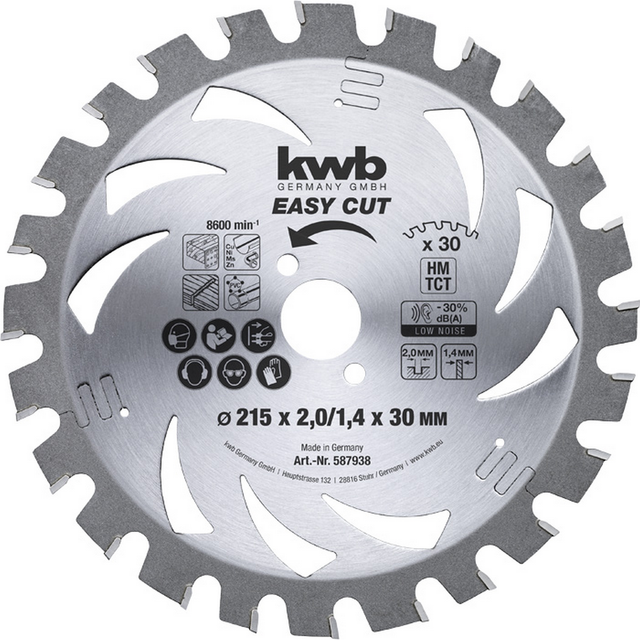 kwb Kreissägeblatt Hartmetall 30 Zähne Ø 215 x 30 mm