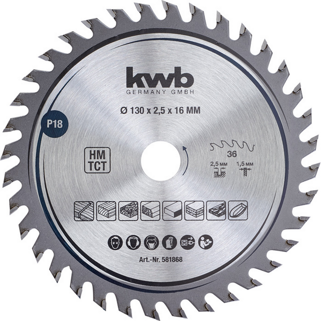 kwb Handkreissägeblatt Ø 130 x 2,5 x 16 mm
