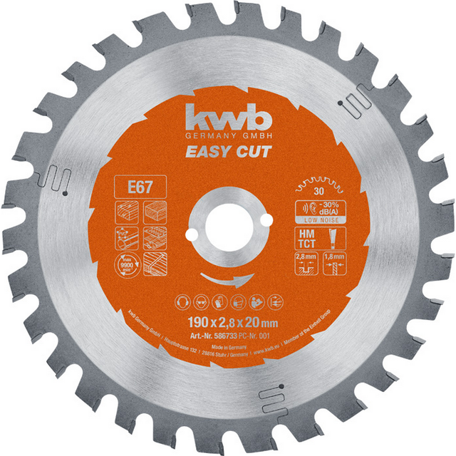kwb Handkreissägeblatt 'Easy Cut' 'Easy Cut' Ø 190 x 2,8 x 20 mm