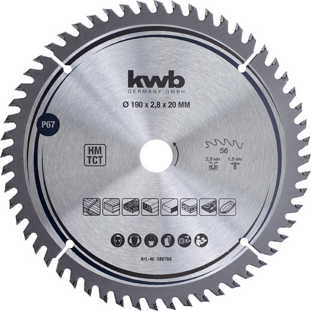 kwb Kreissägeblatt Stahl 56 Zähne Ø 190 x 20 mm