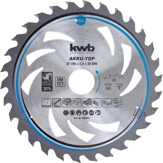 kwb Kreissägeblatt Hartmetall TC 30 Zähne Ø 190 x 30 mm
