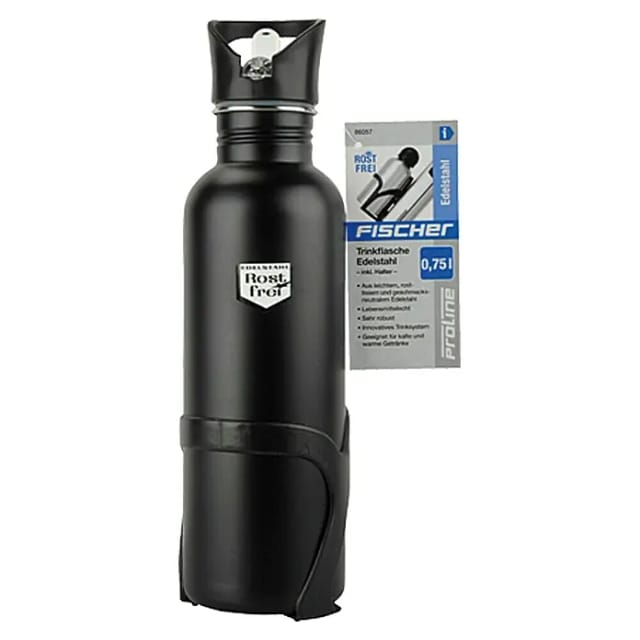 Fischer Fahrrad Trinkflasche Edelstahl schwarz 750 ml