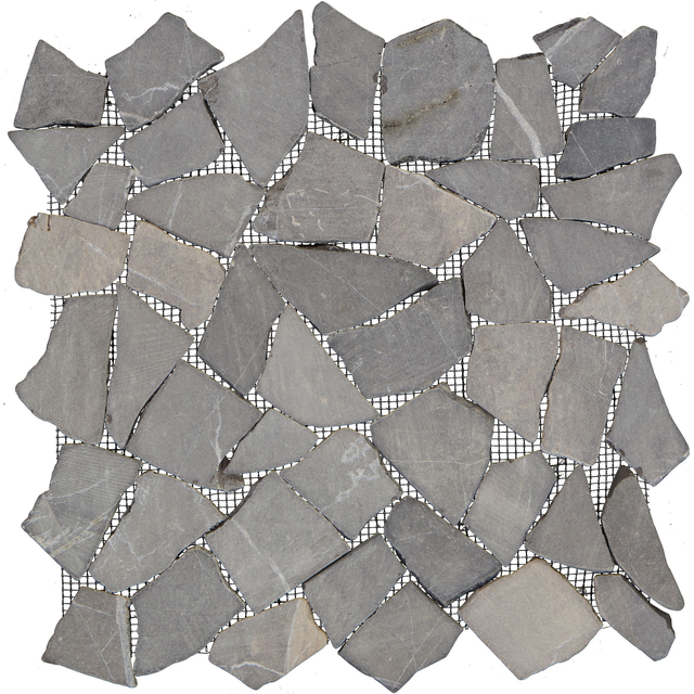 Mosaikfliese 'Bruch' Naturstein schwarz 28 x 28 cm