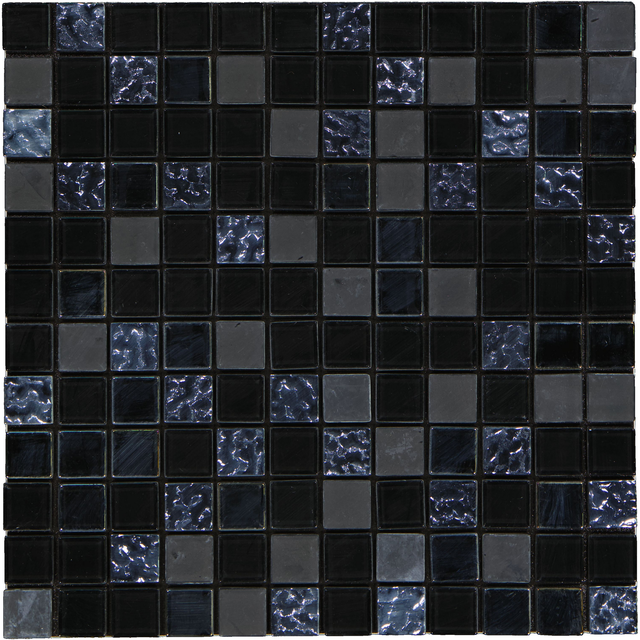 Mosaikfliese 'Easyglue' selbstklebend Glas schwarz 30 x 30 cm