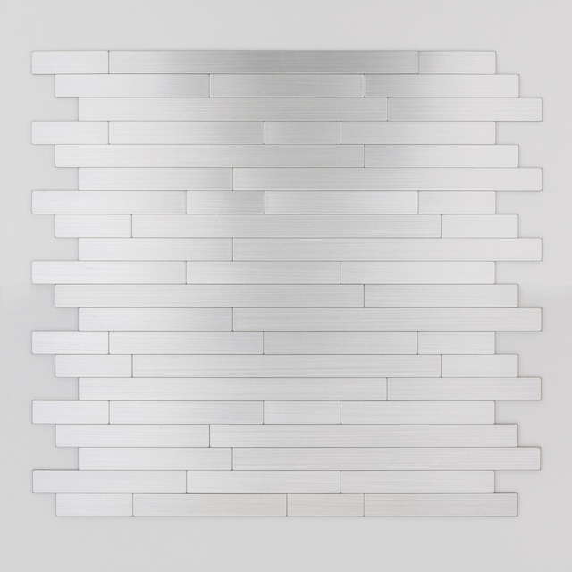 Mosaikfliese 'Easyglue' selbstklebend Aluminium silberfarben 30 x 30,5 cm