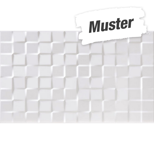 Muster zur Wandfliese 'Atrium byblos' Steingut weiß matt 33 x 55 cm
