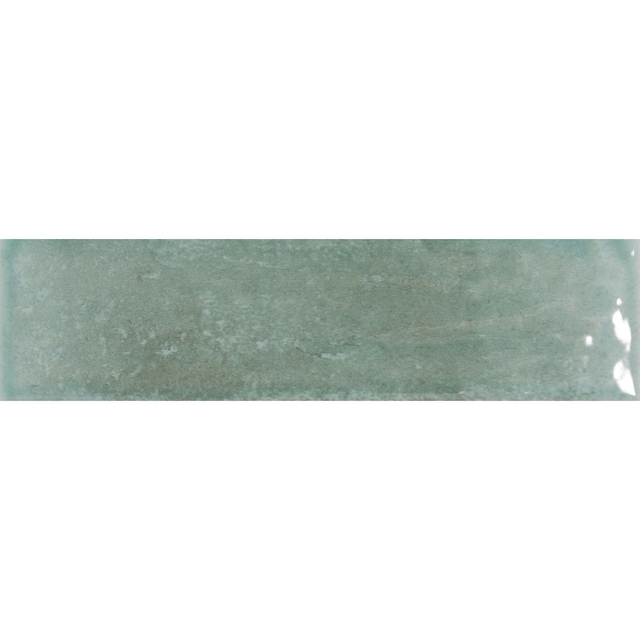 Wandfliese 'Brunei' grün glänzend 6,5 x 25 cm