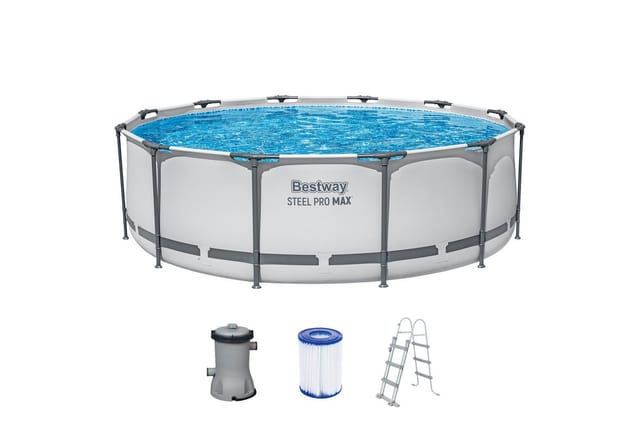 Bestway Aufstellpool 'Steel Pro Max™' grau/weiß Ø 366 x 100 cm, Komplett-Set