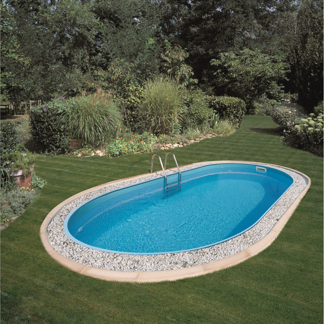 GRE Einbaupool-Set 'Madagascar' blau/weiß oval 700 x 320 x 150 cm